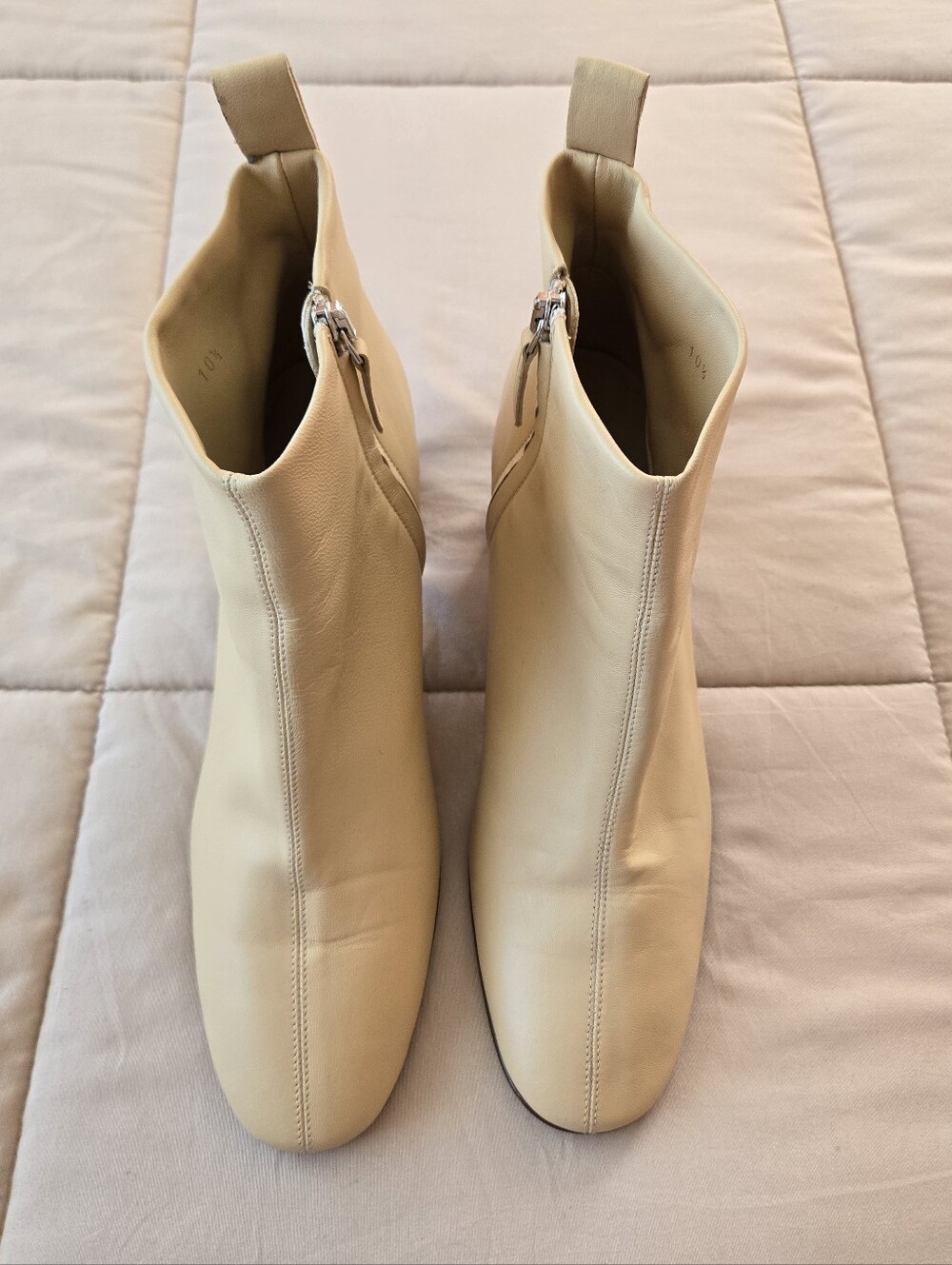 Everlane Day Boot, Cream Leather Ankle Boots, Block Heel, Side Zipper US 10.5 - Picture 3 of 11